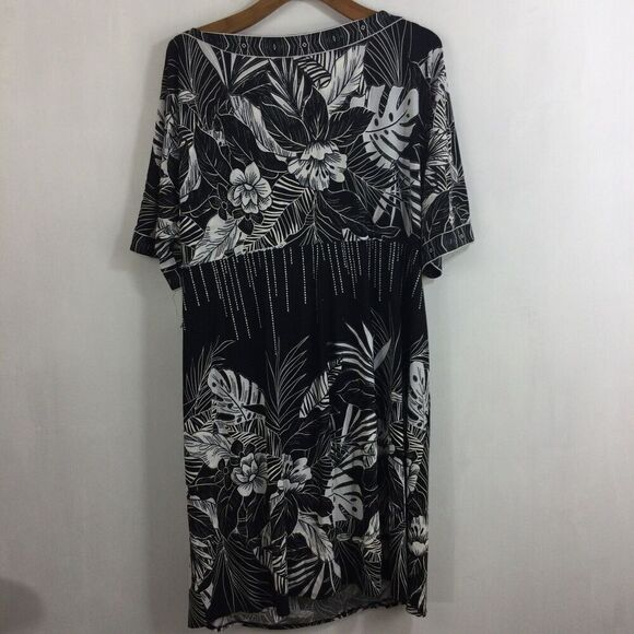 Signature By Robbie Bee Womens Floral Boat Neck Sheath Dress Black Plus Size 3X - Picture 6 of 11